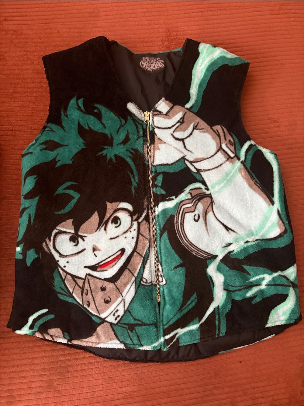 Green Graphic Zip-Front Vest